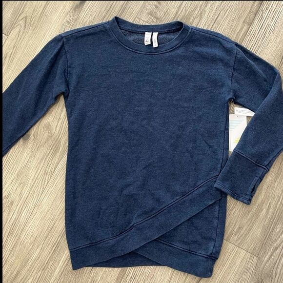 Zella Girl Tunic Sweatshirt Long Sleeve Navy Blue Lounge Comfy Cozy NWT M 10 12 - Picture 1 of 2